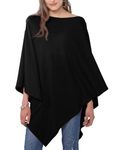 MissShorthair Women's Lightweight Knitted Scarf Poncho Sweater Cape Shawl Versatile Fall Winter Ponchos Wraps Cardigan Black