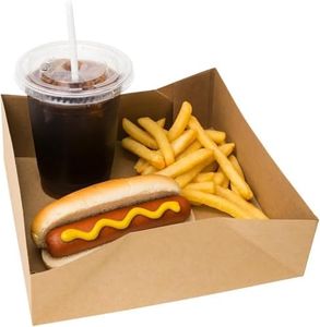 FC Meyer Food Service Trays, Earth-Friendly Disposable Brown Food Tray, Made from Recycled Materials, Versatile Food Packaging for Large Takeout Food Orders, Bun Tray, 10.5″ x 10.5″ x 4″, Pack of 200