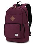 School Backpack for Women,RAVUO Water Resistant Classic Basic 15.6 inch Backpack Rucksack Travel Daypack Bookbag Burgundy