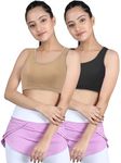 DChica Sports Bra for Girls, Cotton Non-Padded and Non-Wired Full Coverage Beginners Bras with Regular Broad Strap, T Shirt Gym Workout, Training Activewear for Teenager Kids (Pack of 2)