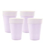 16PCS Light Purple Paper Cups,Disposable Paper Cup Solid 9oz Paper Cups Tableware Birthday Decorations Party Cups Party Drinking Cups for BBQs,Christmas,Picnic,Baby Shower,Lavender Party Cups Supplies