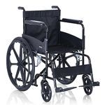 FOVERA Foldable Wheelchair - Lightweight & Portable Mobility Aid, Steel Frame with Powder Coating, Mag Rear Wheels, Compact & Travel-Friendly Design, Durable & Versatile