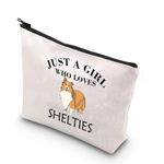 BDPWSS Sheltie Makeup Bag Sheltie Mom Gift Just a Girl Who Loves Shelties Gifthfor Sheltie Owner Sheltie Dog Lover Gift (Girl Loves Shelties CA)