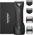 MANSPOT Manscape Trimmer for Men Pubic Hair, Body Hair Trimmer for Men Women, Electric Groin Trimmer for Men, Ball Trimmer for Men, Electric Trimmer for Men&Women-Standing Recharge Dock&Ceramic Heads