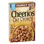 CHEERIOS - FAMILY SIZE PACK - Oats Honey Oat Crunch Cereal Box, No Artificial Colours, No Artificial Flavours, Whole Grains, 516 Grams Cereal Package