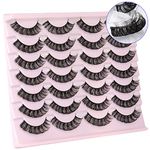 Newcally Lashes Russian Strip Eyelashes D Curl Wispy Fluffy False Eyelashes Natural Thick Volume Faux Mink Eye Lashes Pack Reusable Handmade Like Fake Lashes Extension 14 Pairs