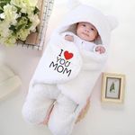 Swissberry Baby Blanket New Born Pack of Hooded Swaddle Wrapper Pack of 1 pc.(White Mom, 0-6 Months)