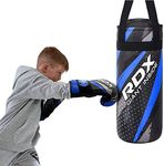 RDX Kids Punch Bag with Gloves, Junior 2FT Filled Hanging Set, Maya Hide Leather, MMA Muay Thai Punching Kickboxing Taekwondo Karate Training Grappling Workout Fitness, Youth Children, Boys Girls Gift