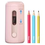 Deli Electric Pencil Sharpener, Fully Automatic Pencil Sharpener, Auto in & Out, Rechargeable Hands-Free Pencil Sharpener for 6.9-12mm, Home, Classroom, Battery Operated, Pink