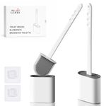 Silicone Toilet Brush and Holder Set – Pack of 2 Wall Mounted Toilet Scrubber Brush White – Long Non-Slip Handle, Modern Design, Flexible Bristles for Easy Cleaning