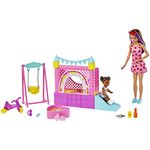 Barbie Skipper™ Babysitters Inc.™ Bounce House Playset with Skipper™ Babysitter Doll, Toddler Doll, Swing & Accessories, Toy for 3 Year Olds & Up