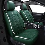 INCH EMPIRE Seat Cover 2 Front Universal Fit for Most Vehicle Sedan SUV Truck Pickup Airbag Compatible Synthetic Leather Car Seat Cushion Protector All Weather Waterproof(2 Front Forest Green)