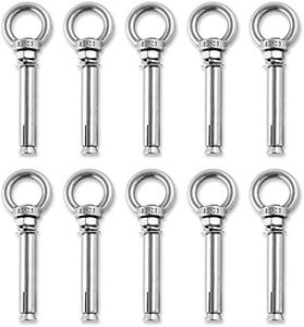 Ekunbuy Wall Concrete Anchors Stainless Steel Expansion Bolts Heavy Duty Screw-In Eye Hooks Eyebolt Fastener for Ceiling Concrete Masonry