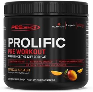 PEScience Prolific Energy Pre Workout – L Citrulline for Nitric Oxide, Rhodiola & CDP Choline Nootropic for Focus – Preworkout for Men & Women – 40 Scoops, Mango Splash