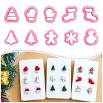 Keoker Christmas Clay Cutters, Christmas Clay Cutters for Jewelry Making, 10 Clay Cutters Shapes Christmas, Christmas Tree Clay Cutter for Earrings (Studs Clay Cutters)