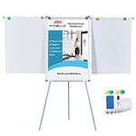 MAKELLO Flip Chart Easel, Magnetic Dry Erase Board with Stand for Office Classroom Home School, Extended Display Arms and Adjustable Height, 36x24 in