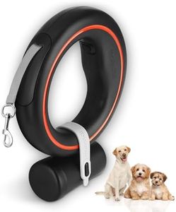 moestar UFO Retractable Dog Leash Hands Free Wearable with Poop Bag Holder One-Handed Brake Pause Lock 360° Tangle Free 10ft Dog Leash for Up to 66lbs Medium Small Dogs (Black/Orange)