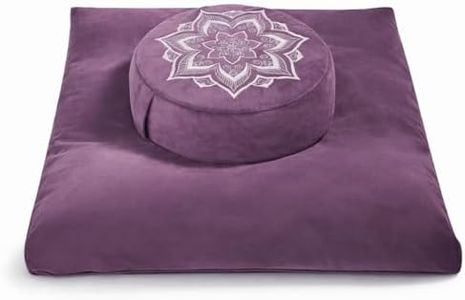 hunnidspace Meditation Cushion Set Zafu & Zabuton – Buckwheat Hull & Memory Foam, Adjustable Floor Pillow for Yoga, Meditation & Sitting, Removable Velvet Cover (Purple)