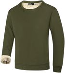 Flygo Men's Warm Sherpa Lined Crewneck Sweatshirts Heavyweight Fleece Pullover Thick Thermal Cotton Sweat-Shirts(ArmyGreen-L)