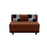 Dr Smith Sofa Cum Bed Leg Sofa-Bed (4' X 6' Feet, Two Seater) Jute Fabric Washable Cover with Cushion - Brown Color