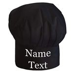 Personalised Chef Hat for adult with name Professional Cooks Hats Baker For Home Kitchen School Fully Adjustable Black with text [108]