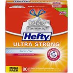 Hefty Ultra Strong Tall Kitchen Trash Bags, Unscented, 13 Gallon, 80 Count