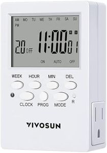 VIVOSUN 7 Day Programmable Digital Timer with Dual Outlet, 20 On/Off UL Listed Heavy Duty Plug-in Outlet Timer with Countdown Setting, Indoor for Lamp, Fan, Heater, Humidifiers, Aquarium (1 Pack)