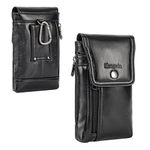 Hengwin Phone Holster Compatible with iPhone 15 14 13 12 11 Pro XS SE 6s 7 8 Wallet Case with Belt Clip Leather Cell Phone Pouch Belt Holder for Men (Fits for Small Phones with Thin Case on) (Black)