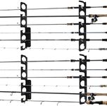 Iswabard Fishing Rod Holders for Garage Fishing Pole Holders, 2 Pack, Metal, Holds 12 Rods Fishing Rod Holders Wall Ceiling Rod Rack Wall Mounted Storage Rack, Black, Fishing Pole Holders for Garage