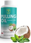 Pulling Oil (8oz)| MADE IN CANADA| Natural Mouthwash with Coconut & Mint Oil| Helps Bad Breaths, Improve Gums & Whiten Teeth| Alcohol, Preservative & Dye-Free Oral Rinse| By Amriel Co.