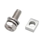 binifiMux Stainless Steel Motorcycle Battery Terminal M6 x12mm Bolt Square Nut Kit