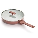 Ember Cookware Arcilla Ceramic Frying Pan 24cm | Non Stick Cookware | Non Toxic Pan | Glass Lid | ISI Certified | Ceramic Fry Pan for Cooking |PFAS PTFE Free| 5-Year Warranty | Terracotta