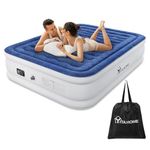 YITAHOME King Size Air Bed with Built-in Pump, Double Inflatable Air Mattress 3 Mins Quick Self-Inflation/Deflation, Portable Blow Up Bed Airbed for Guest Home Camping Travel Outdoor, Wave, White/Blue