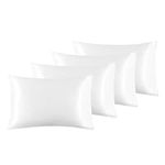 Bedsure Pillow Cases 4 Pack - Similar to Silk Pillowcase, Cooling Satin Pillowcase for Hair and Skin with Envelope Closure, Gifts for Women, Queen & Standard Size 50x75 cm, White