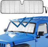 JOYTUTUS Upgraded Windshield Sun Shade Compatible with Wrangler JK JKU TJ, Foldable JK Windshield Sunshade Sun Visor Blocks UV Rays, Sun Shade Shield Protector Compatible with Wrangler 1997-2018