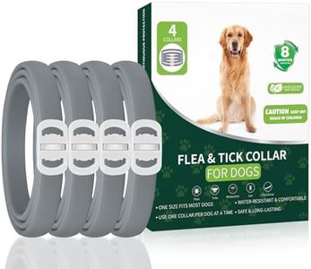 Flea and Tick Prevention for Dogs, 4 Pack Flea Collar for Dogs, Dog Flea and Tick Treatment, 32 Months Protection, Waterproof, Adjustable Collar for Dog, One Size Fits All for All Breeds, Grey