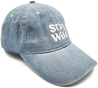 Atticus Poetry Hat, Embroidered Brushed Cotton Women’s Baseball Hat Unisex Fit, Adjustable One Size (Stay Wild Denim)