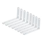 Mooche 8PCS White Shelf Brackets 120mm, Metal L Bracket for Shelves, Wall Mounted Shelf Supports Brace Heavy Duty for Living Room Kitchen Office