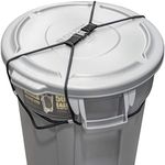 Outdoor Trash Can Lock for Animals - Heavy Duty Bungee Cord Garbage Lid Lock (Black)