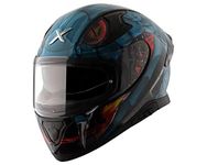 Axor Apex Venomous ISI ECE DOT Certified Full Face Dual Visor Helmet for Men and Women with Pinlock Fitted Outer Clear Visor and Inner Smoke Sun Visor Black Blue(L)