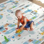 DICAO Baby Play Mat Foldable, 200x180*1.5cm Double-Sided Crawling Mat Kids Waterproof Portable Mat, Anti-Slip Reversible Large Activity Play Mat for Children Indoor Outdoor Use | 78" x70"x0.6"