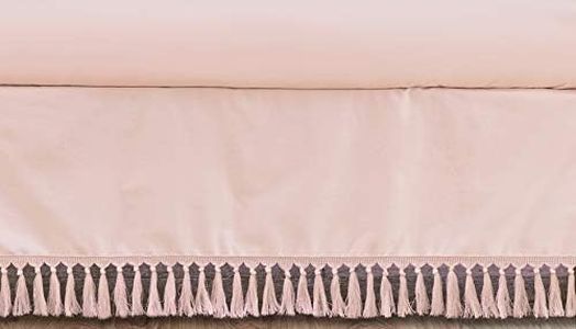 Sweet Jojo Designs Pink Boho Bohemian Girl Baby Nursery Crib Bed Skirt Dust Ruffle - Solid Color Blush Shabby Chic Princess Luxurious Luxury Elegant Vintage Designer Boutique Victorian Cotton Fringe