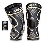 Copper Knee Braces for Men & Women, 2 Pack Knee Compression Sleeve, Best Knee Support for Running, Working Out, Weightlifting, Knee Pain, Meniscus Tear, ACL & Arthritis Pain Relief - Knee Sleeve