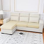 Velvet Sofa Seat Cushion Cover, 1/2/3/4 Seaters L-Shaped Couch Seat Slipcover, Furniture Protector Cover Separated (Cream,1 Seater)