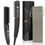 VIKICON Beard and Hair Straightener for Men: Ionic Heated Beard Brush Upgrade Beard Straightening Comb with 3 Adjustable Temperatures Stylish Gifts for Men & Travel Bag