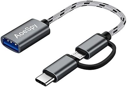 USB C to A 3.0 Cable Micro USB OTG Adapter - 2 in 1 Female Male Converter Braided Cord for Printer Midi Pixel 3XL Galaxy S21 S20 Note 9 MacBook iPad Air Pro Tablet Disk Hard Drive Type C Android Phone