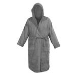 Sapphire Collection Men's and Ladies Unisex 100% Egyptian Cotton Terry Towelling Hooded Shawl Collar Bathrobe Spa Gym Bath Towel Robe Size Small/Medium (Grey)