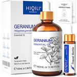 HIQILI Geranium Essential Oil, 100% Pure & Natural for Aromatherapy, Diffuser, Spray, Skin, Hair, Body Wash, Soap & Candle Making - 100ml