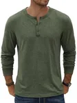 COOFANDY Men's Henley T-Shirt Long Sleeve Casual Lightweight Pullover Shirts Soft Stretch Basic Tees Fall Tops