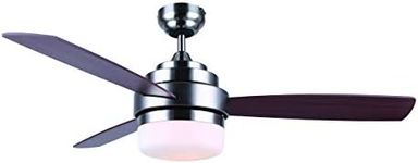 BLACK+DECKER 52-Inch 3-Bladed Remote Controllable Brushed Nickel Ceiling Fan with Reversible Blades, Brown, 52 Inches